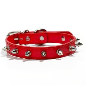 Studded Dog Collar (Color: Red, size: XS)
