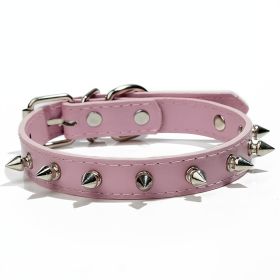 Studded Dog Collar (Color: Pink, size: XS)