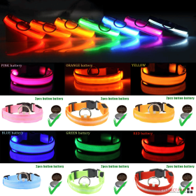 Rechargeable LED Dog Light Up Collar (Color: Orange, size: S)