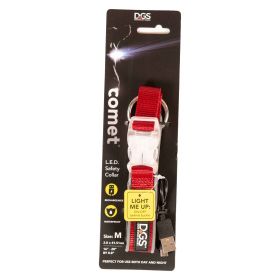 Small LED Dog Collar Rechargeable (Color: Red, size: medium)