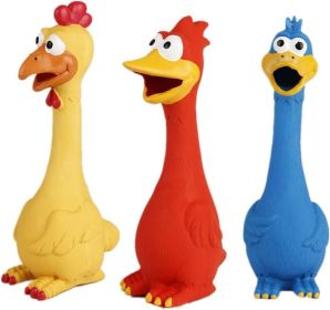 Rubber Chicken Dog Toys (Color: Red)