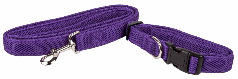 Dog Leash Collar Set Adjustable (Color: Purple, size: large)