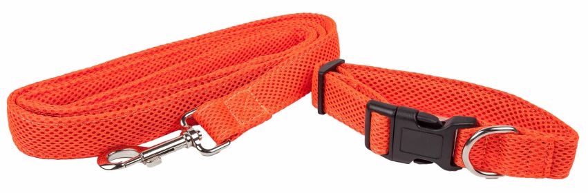 Dog Leash Collar Set Adjustable (Color: Orange, size: large)