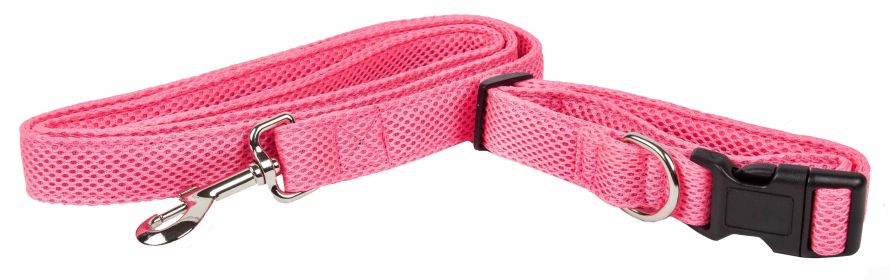 Dog Leash Collar Set Adjustable (Color: Pink, size: small)