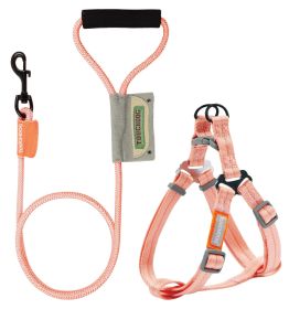 Nylon Dog Harness and Leash (Color: Pink, size: medium)