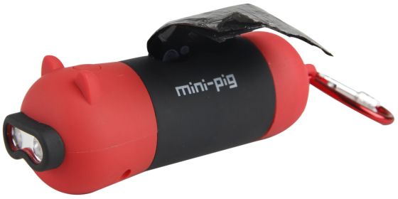 Dog Waste Bag Holder with Flashlight (Color: Red)
