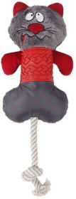 Rope and Plush Dog Toy (Color: Red / Grey)
