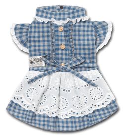 Plaid Dog Dress Classic Style (Color: Blue, size: large)