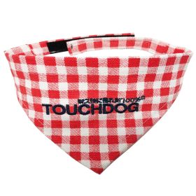 Plaid Dog Bandana Velcro (Color: Red, size: small)