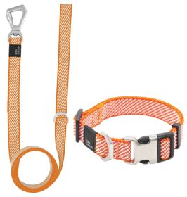 Outdoor Dog Leash and Collar (Color: Orange, size: medium)