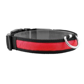 LED Dog Collar USB Rechargeable (Color: Red, size: XL)