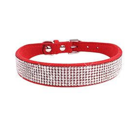 Rhinestone Pet Collar for Small Dogs (Color: Red, size: L)