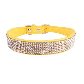Rhinestone Pet Collar for Small Dogs (Color: Yellow, size: M)