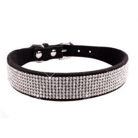 Rhinestone Pet Collar for Small Dogs (Color: Black, size: S)