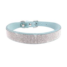Rhinestone Pet Collar for Small Dogs (Color: Light Blue, size: L)