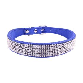 Rhinestone Pet Collar for Small Dogs (Color: Deep Blue, size: L)