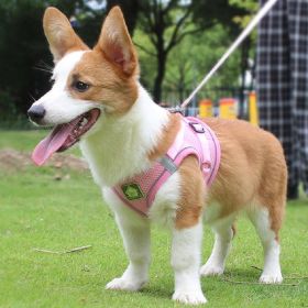 Reflective No Pull Pet Harness Set (Color: Pink, size: M)