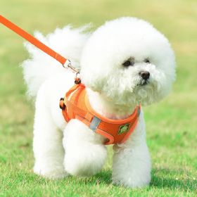 Reflective No Pull Pet Harness Set (Color: Orange-Red, size: M)