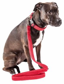 Dog Leash Collar Set Adjustable (Color: Red, size: large)