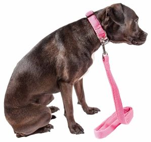 Dog Leash Collar Set Adjustable (Color: Pink, size: small)