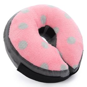 Dog Recovery Cone Soft Inflatable Collar (colour: CQLQ07-Pink Grey dot, size: L)