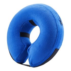 Dog Recovery Cone Soft Inflatable Collar (colour: CQLQ01 Blue Velcro, size: M)