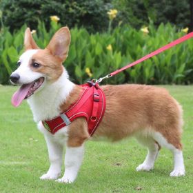 Reflective No Pull Pet Harness Set (Color: Red, size: S)