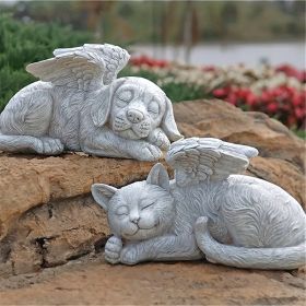 Angel Pet Statue (Color: Gray Angel Dog)