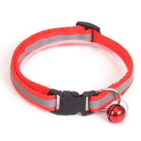 Reflective Nylon Pet Collar with Bell (Color: Red, size: Adjustment)
