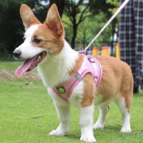 Reflective No Pull Pet Harness Set (Color: Pink, size: XL)