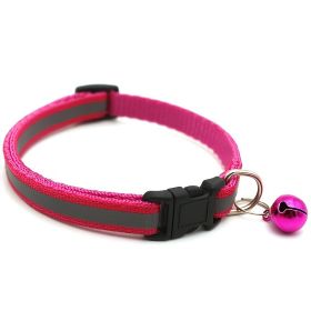 Reflective Nylon Pet Collar with Bell (Color: Pink, size: Adjustment)