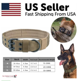Heavy Duty K9 Dog Collar Wide Nylon Large Dogs (Option: Brown-M)