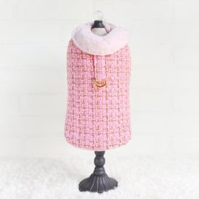 Dog Coat Chantel Tweed (Color: Bubblegum Pink, size: LG)