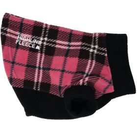 Fleece Dog Coat Pink Black Plaid (size: Size 8)