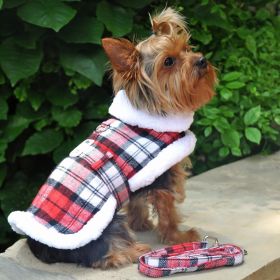 Dog Harness Coat Red Plaid (size: small)