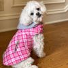 Plaid Dog Hoodie Pink White