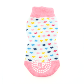 Non-Skid Dog Socks - Hearts (size: X-Small)