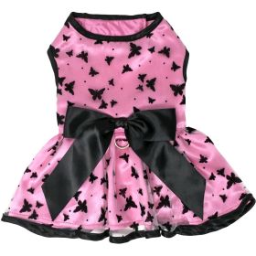 Dog Dress Pink Black (size: large)