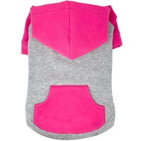 Dog Hoodie Pink Gray (size: large)