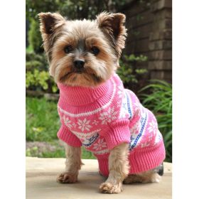 Dog Cable Knit Sweater Pink (size: medium)