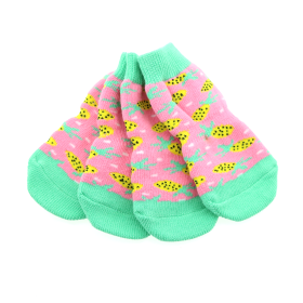 Non-Skid Dog Socks - Pineapple (size: medium)