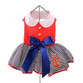 Sailor Girl Dog Dress and Leash (size: X-Small)