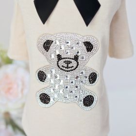 Teddy Bow Tee (Color: Ivory, size: XXS)