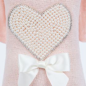 Dog Sweater Pearl Heart (Color: Peach, size: XS)