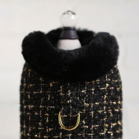 Dog Coat Chantel Tweed (Color: Black, size: LG)