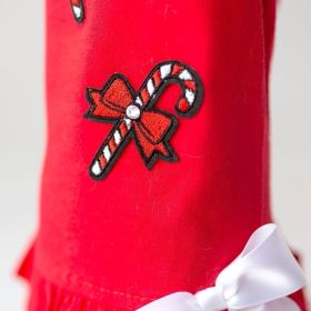 Dog Dress Candy Cane (Color: Red, size: XXS)