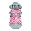 Plaid Dog Hoodie Pink White
