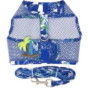 Surfboard Blue and Green Cool Mesh Dog Harness with Matching Leash (size: medium)