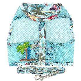 Cool Mesh Dog Harness with Leash - Surfboards and Palms (size: medium)