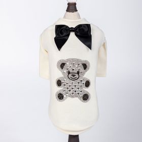 Teddy Bow Tee (Color: Ivory, size: MD)